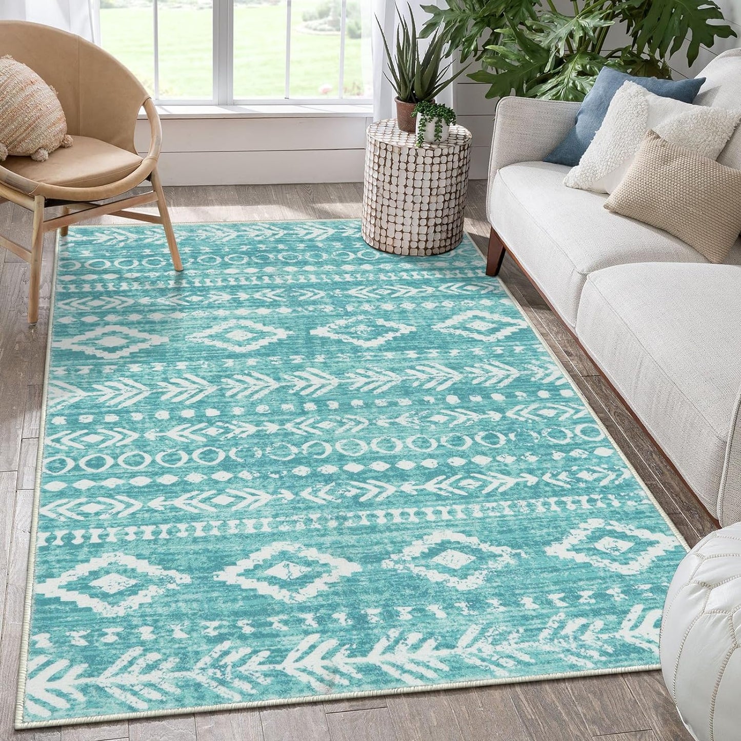 Lahome Boho Geometric Area Rug 5x7 for Soft Living Rooms