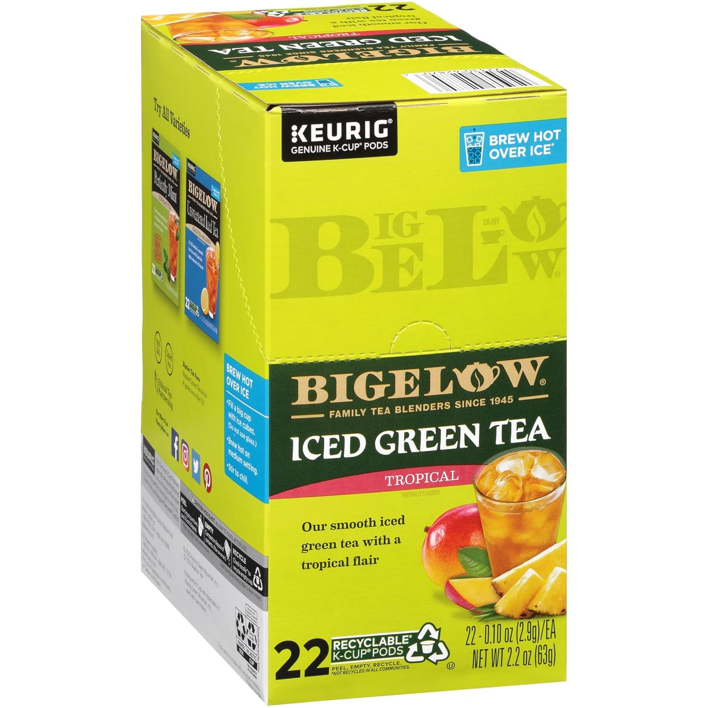 Bigelow Tropical Iced Green Tea K-Cup Pods Bundle