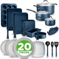 NutriChef Professional 20 Pc Kitchen Set in Navy Blue - Durable