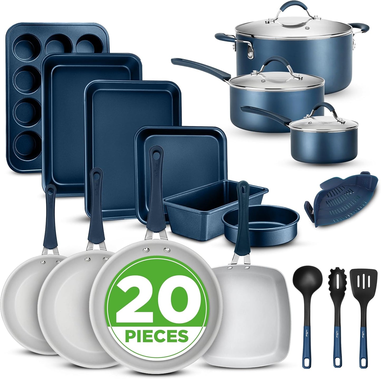 NutriChef Professional 20 Pc Kitchen Set - Non-Stick Cookware