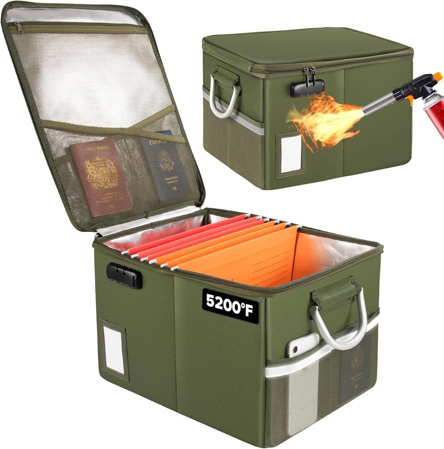 TOMKID 5200F Fireproof Document Box for Secure Storage