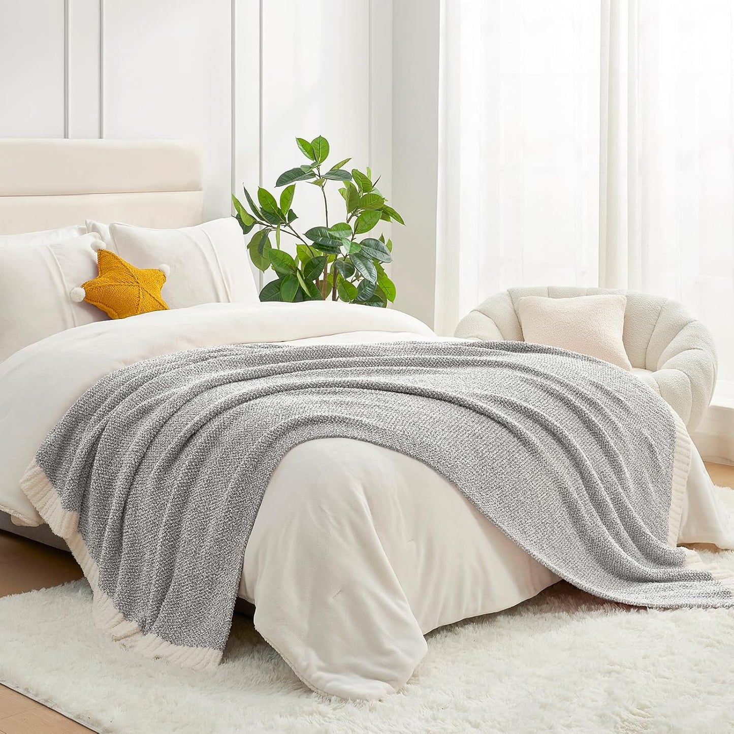 Snuggle Sac Oversized Grey Throw Blanket for Cozy Comfort