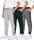 Boys Cotton Fleece Jogger Sweatpants 3-Pack - Soft, Athletic Fit