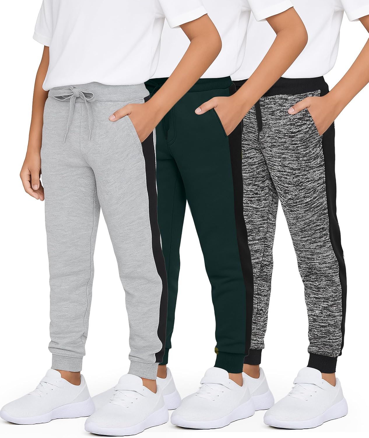 Boys' Cotton Fleece Jogger Sweatpants - 3 Pack Active Pants