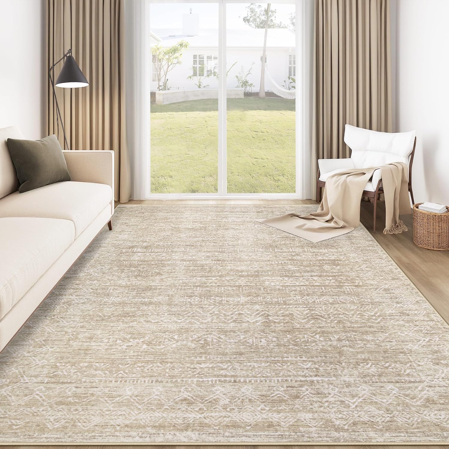 Washable Rug 6x9 Area Rugs: Modern Geometric Soft Carpet
