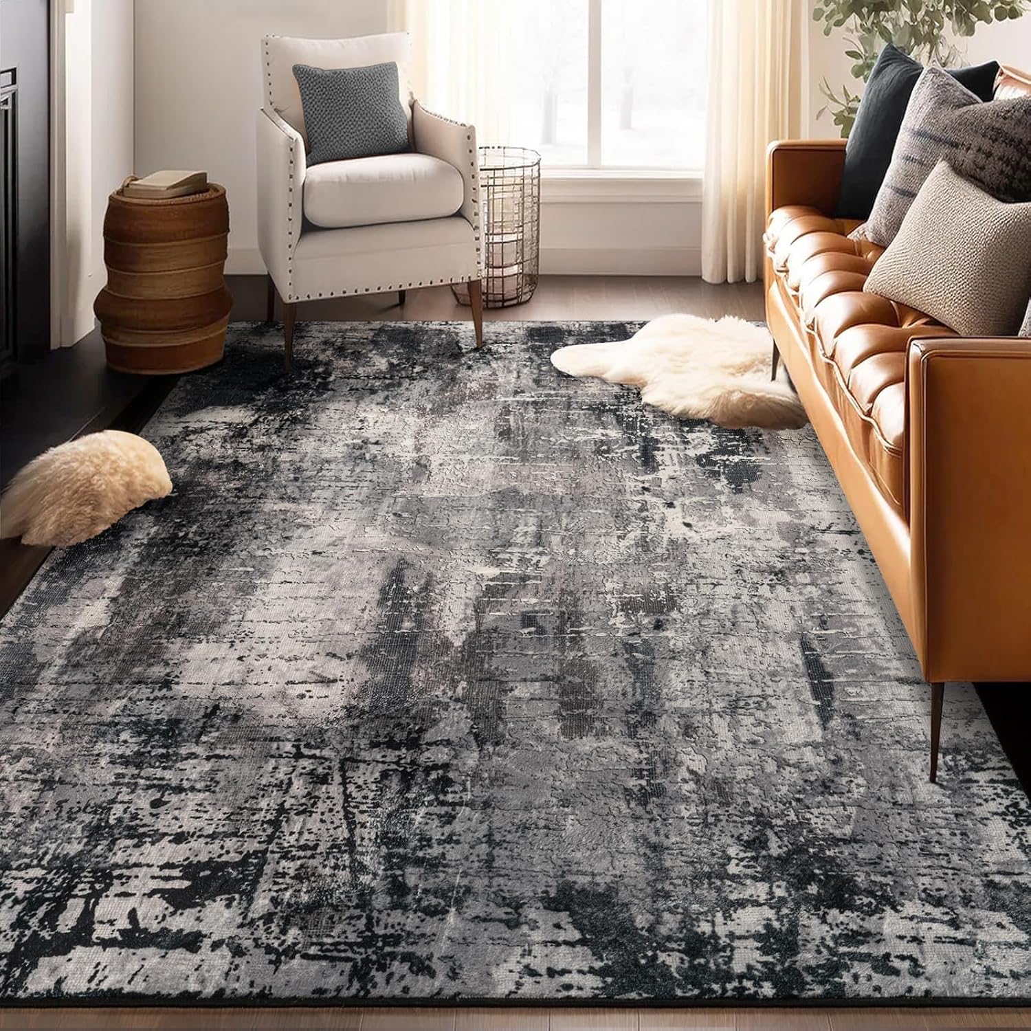 Modern Abstract 5x7 Area Rug for Living Room and Bedroom