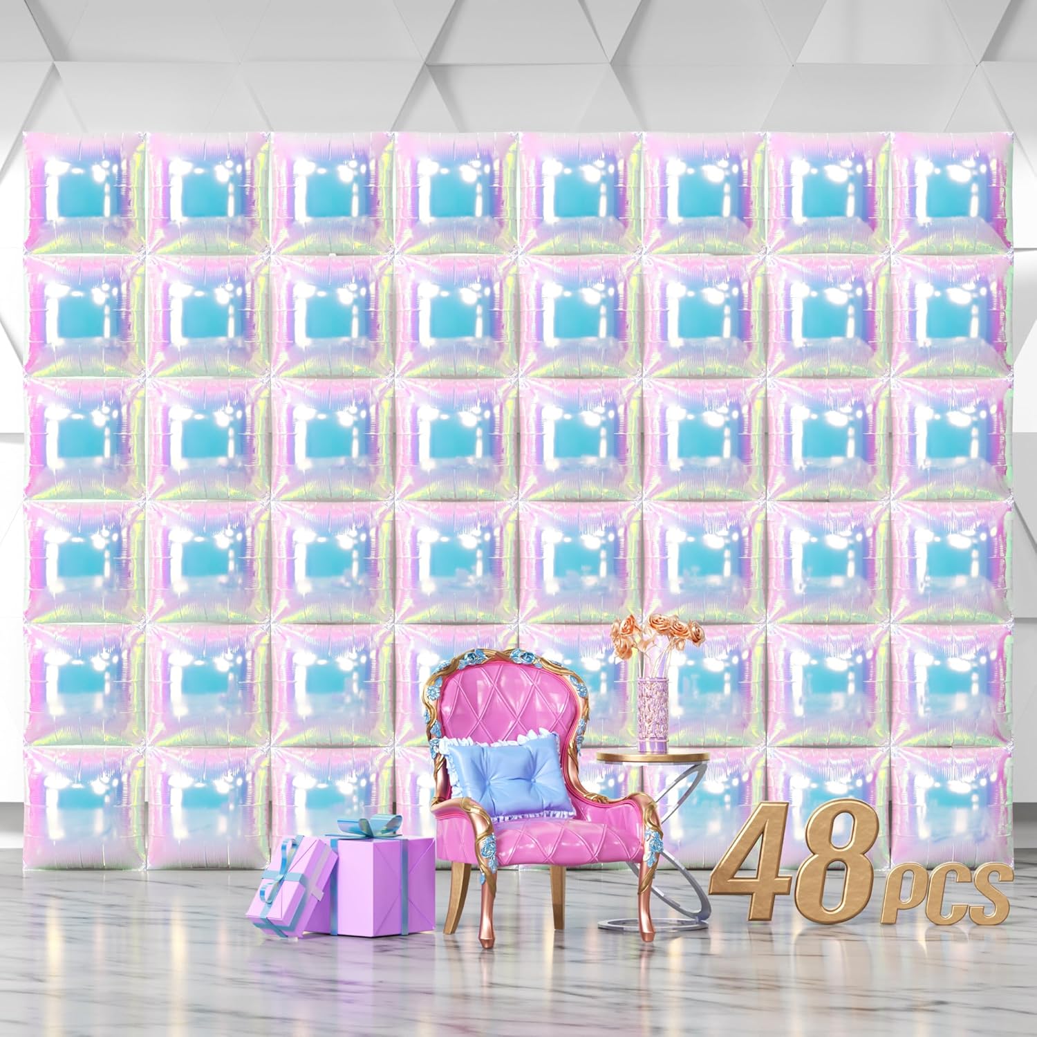 Iridescent Square Foil Balloons for Stunning Party Backdrops