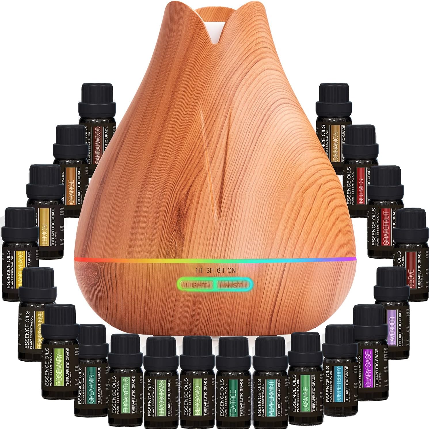 Aromatherapy Essential Oil Diffuser Gift Set with 20 Oils
