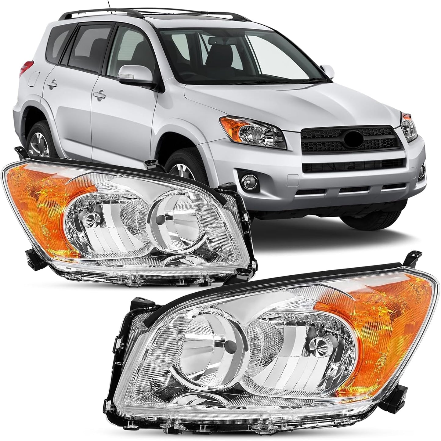 Headlight Assembly Compatible With 2009-2012 Toyota RAV4 Pair