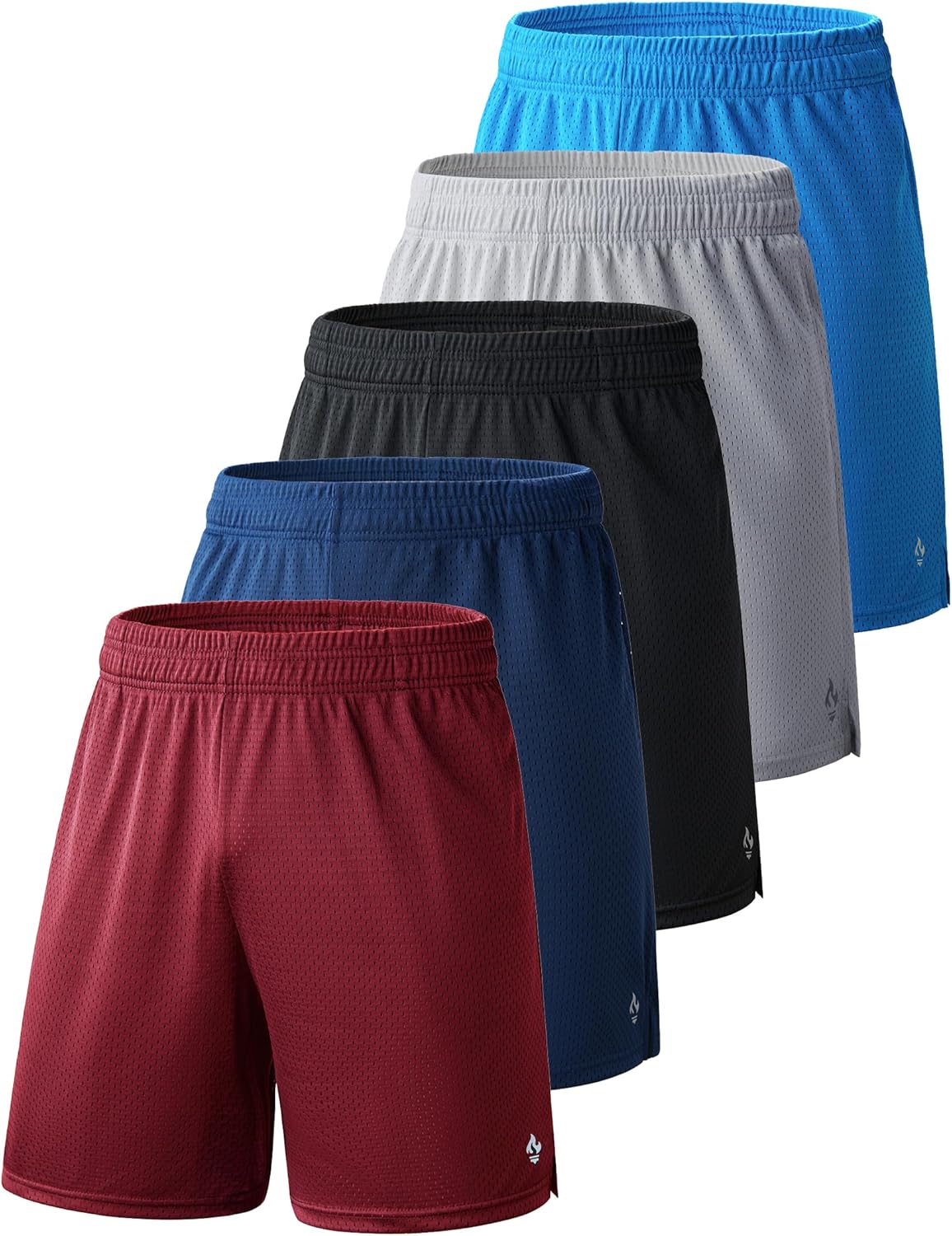 Boys Athletic Shorts 5 Pack for Basketball and Active Sports
