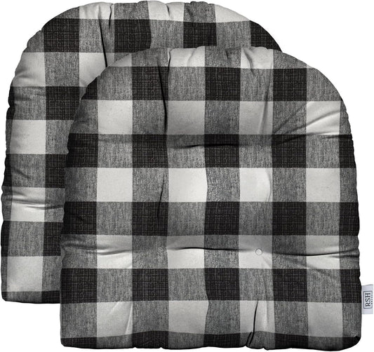 Tufted U-Shape Wicker Seat Cushions Set of 2 for Outdoor Use