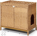 Cat Litter Box Enclosure Furniture - Hidden Rattan Cat House for Large