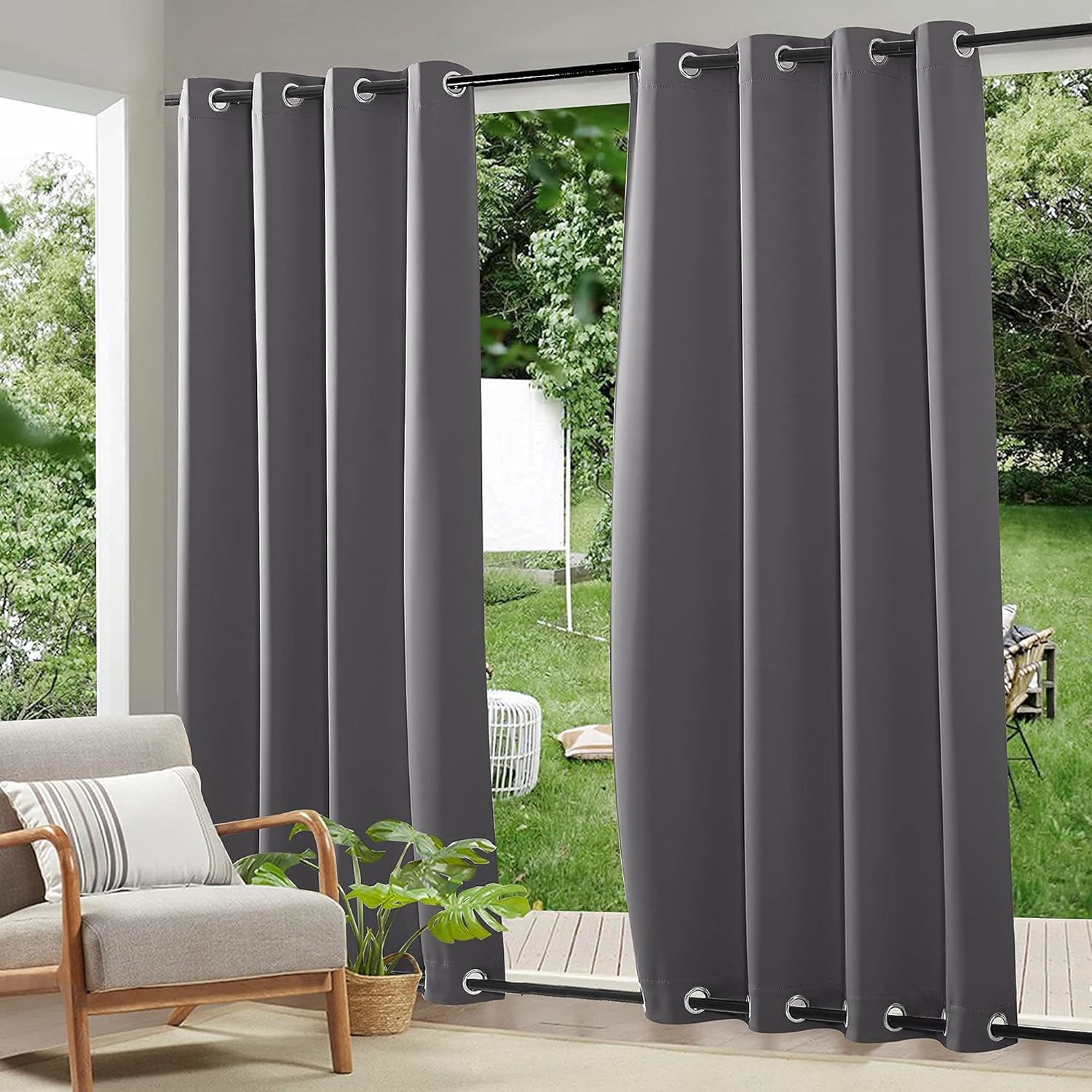 RYB HOME Outdoor Waterproof Curtains for Porch and Balcony