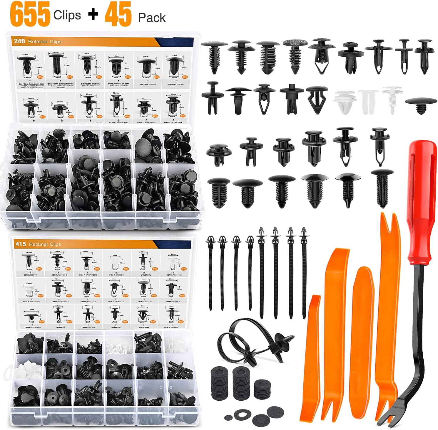 GOOACC 700Pcs Car Push Retainer Clips Fasteners Assortment
