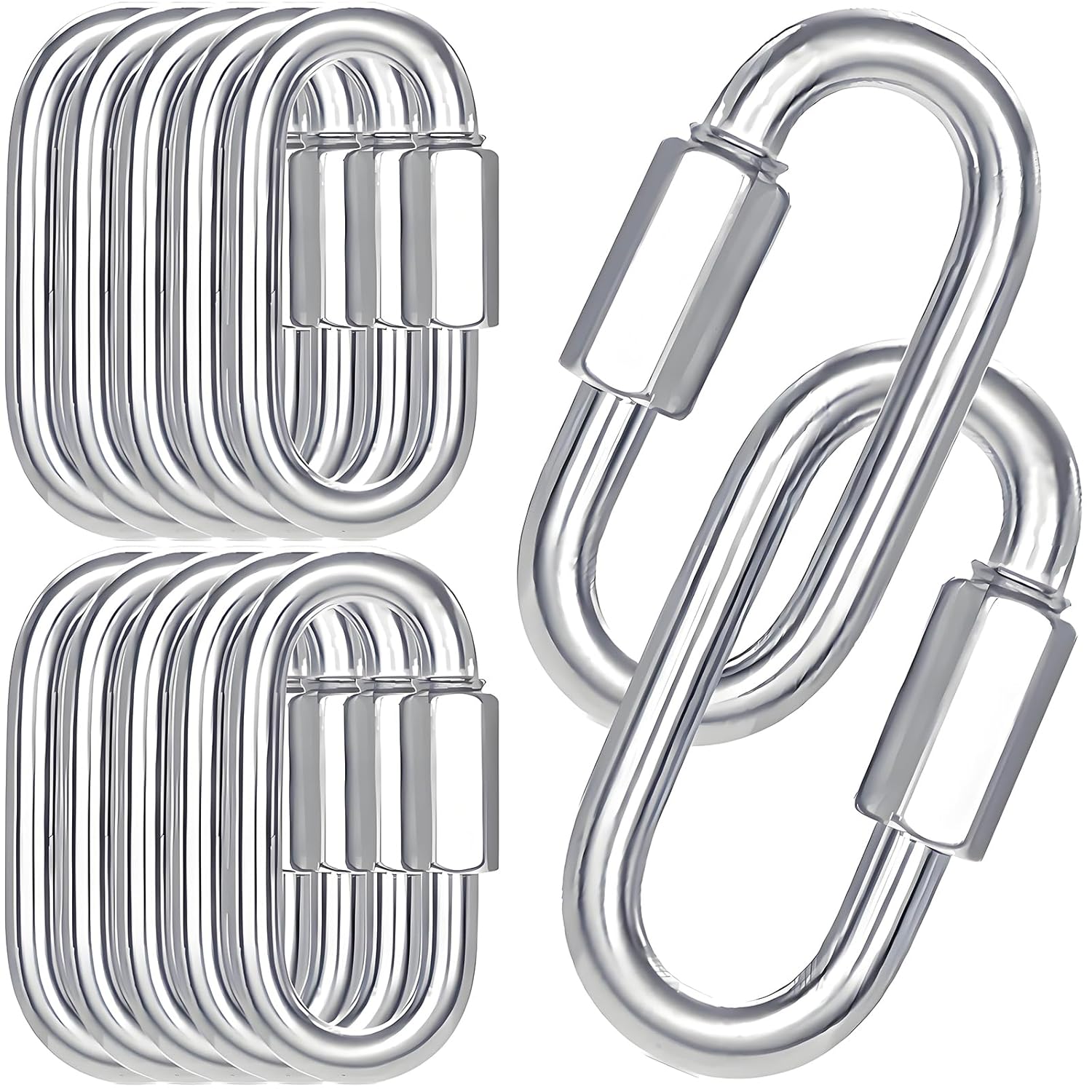 30-Pack M10 Quick Links for Heavy Duty Locking Carabiners