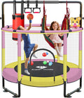 55 Trampoline for Kids with Adjustable Gymnastic Bar - Up to 220 lbs