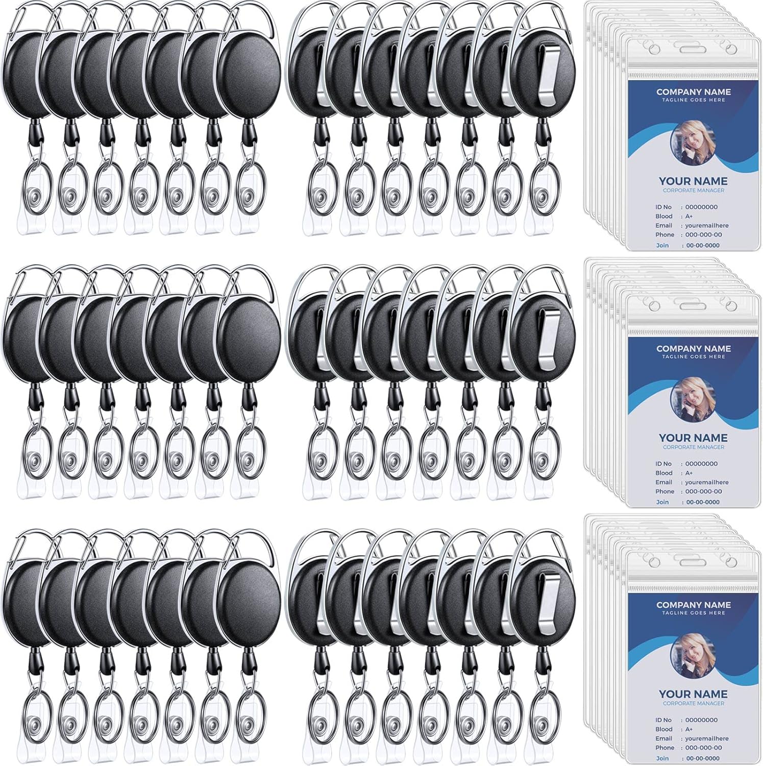 Laumoi Heavy Duty Retractable Badge Holder Reel - 60 Pack
