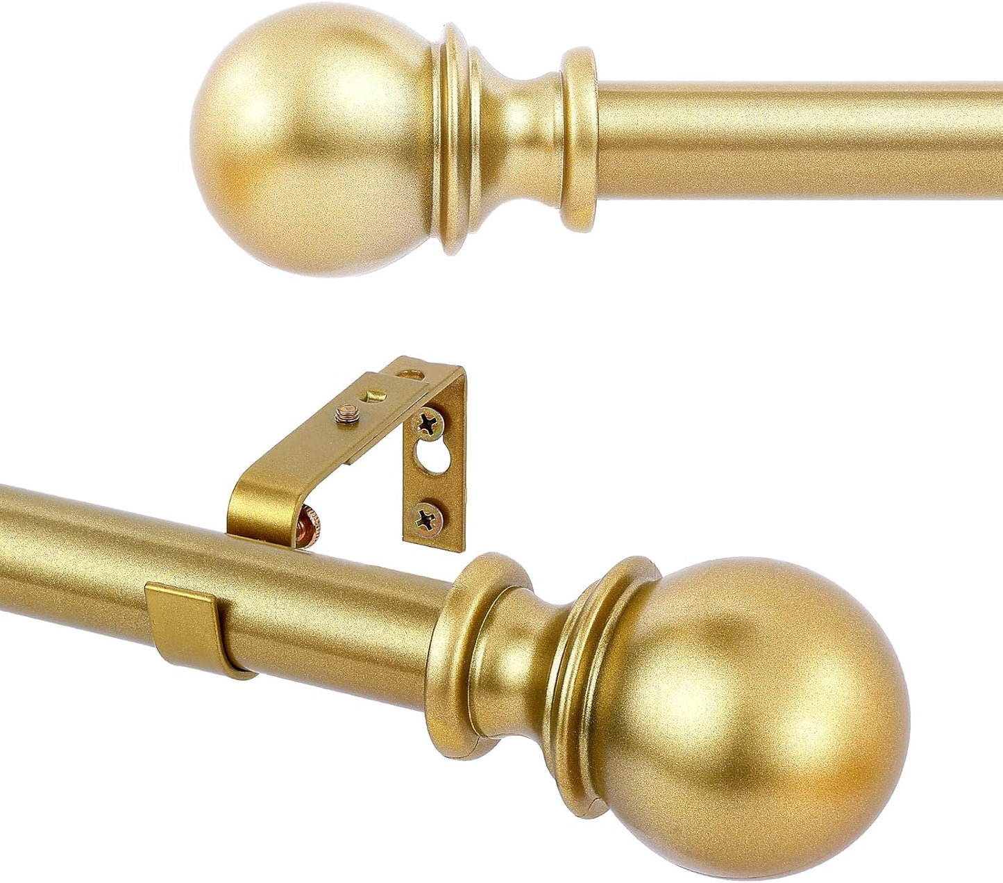 Gold Curtain Rod Set for Stylish Windows, Adjustable 32-72 Length, MERJULAN