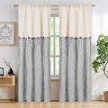 Cotton Linen Farmhouse Curtains Grey Stripe Panels - Light Filtering
