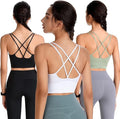 Women Cross Back Sport Bras Padded Strappy Criss Cross Cropped - Low