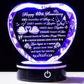 40th Anniversary Crystal Heart Keepsake - Romantic Laser Engraved Gift