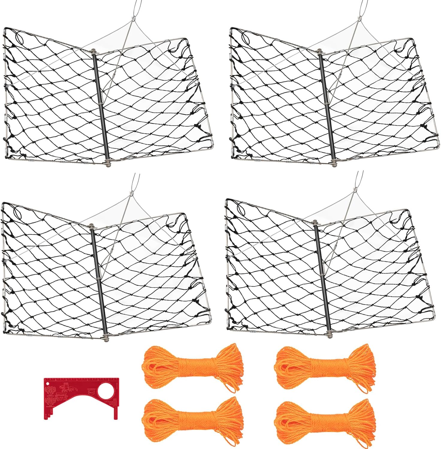 QualyQualy 4 Set Castable Crab Trap for Blue Crabs & Dungeness