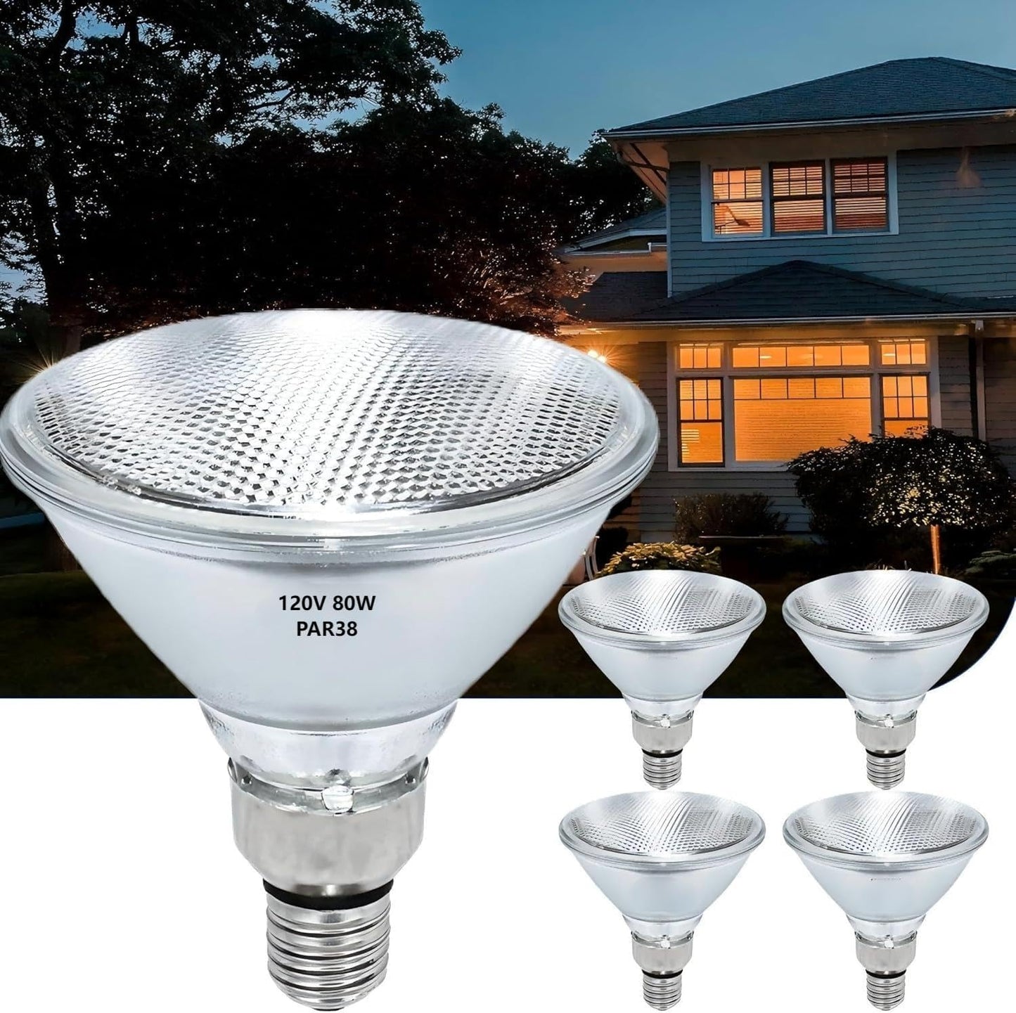 PAR38 Halogen Flood Light Bulbs - 80W Equivalent, 2700K Warm White