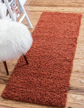Unique Loom Solid Shag Area Rug Runner 2ft 7in x 10ft - Terracotta