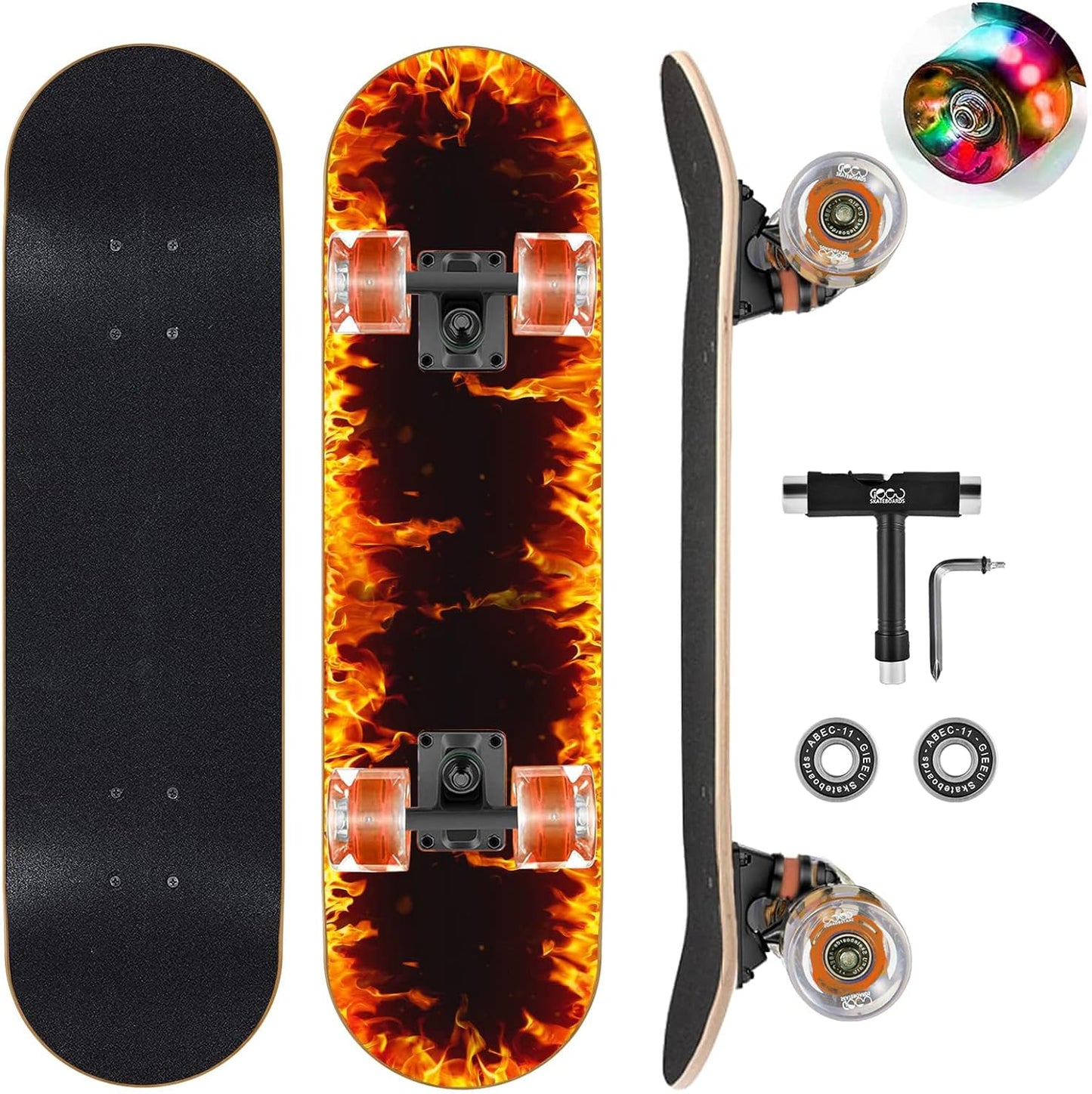 Colorful Flashing Wheels Skateboard for Beginners and Teens