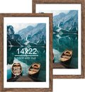 14x22 Picture Frame Set of 2 Rustic Brown Wood Style - Versatile Wall
