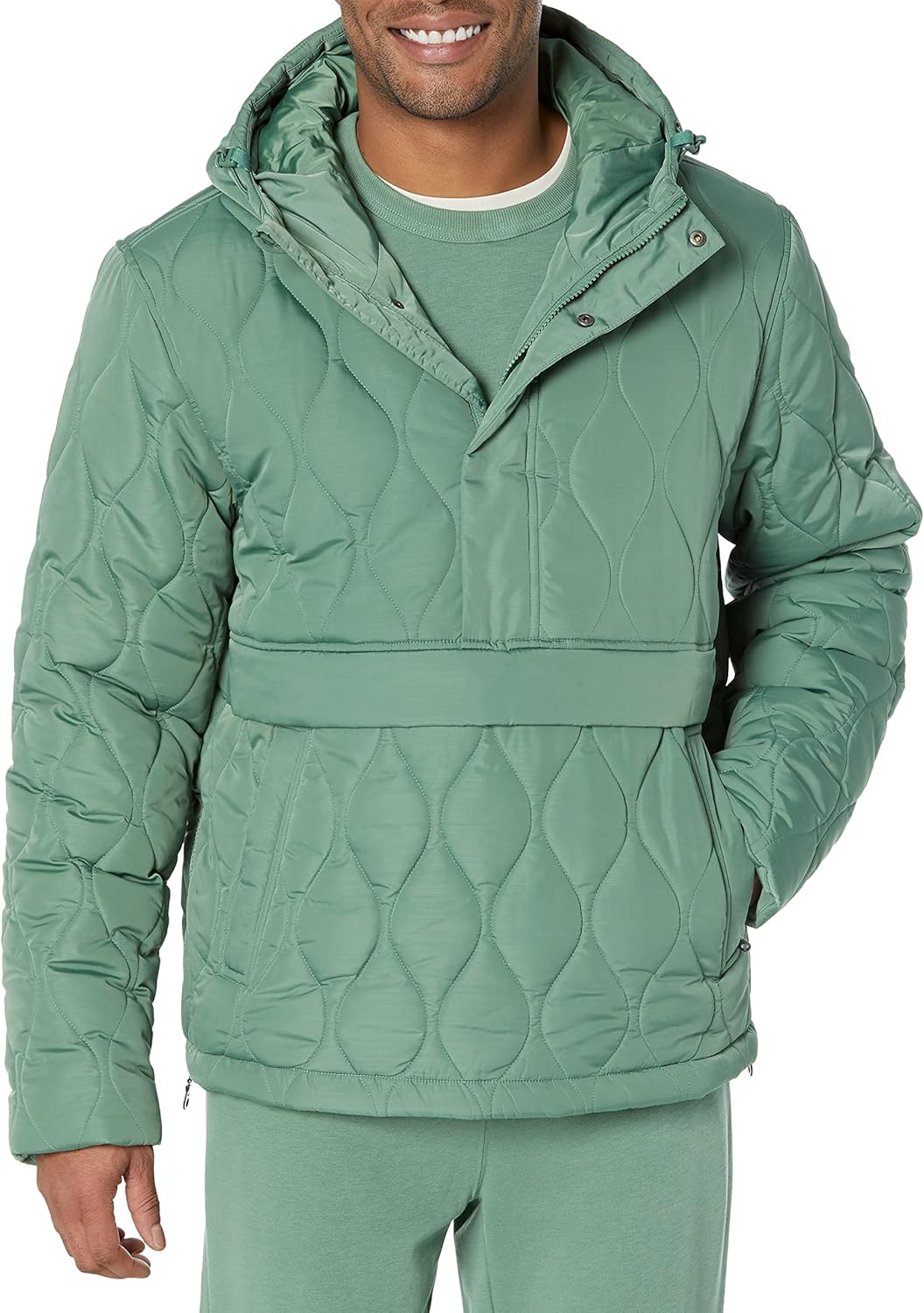 Men's Anorak Hooded Quarter-Zip Puffer Coat for Comfort