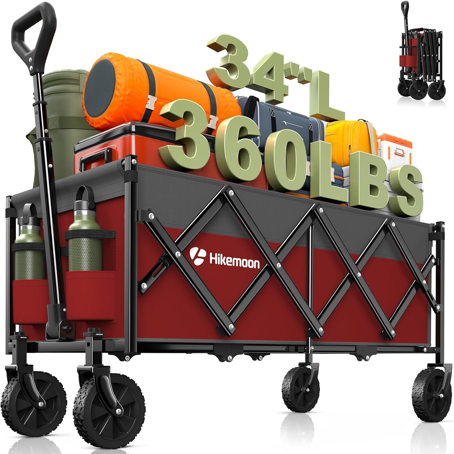 34 Extra Long Collapsible Wagon for Heavy Duty Outdoor Use