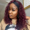 Headband Wig Human Hair Deep Wave 99J 150% Density - Easy Wear