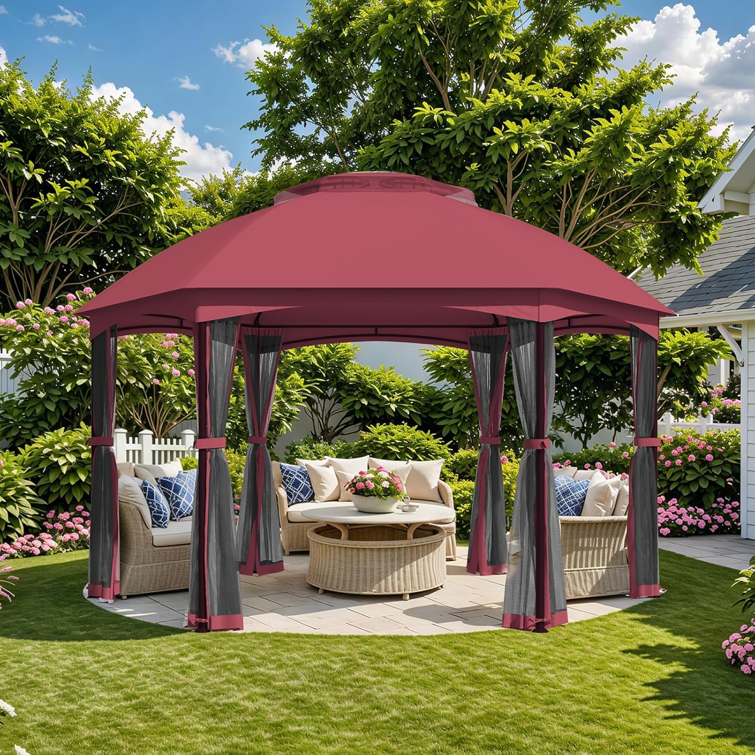 EROMMY 13 x 13 Outdoor Patio Gazebo with Double Air Roofs