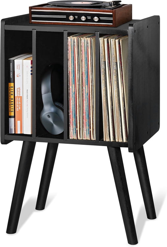 Wooden LP Record Player Stand with 4 Cabinets for Vinyls