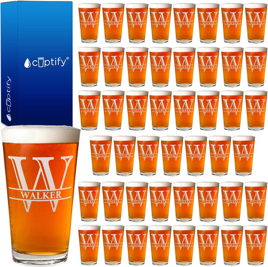 Personalized Beer Glasses Set of 48 for Custom Gifts & Favors