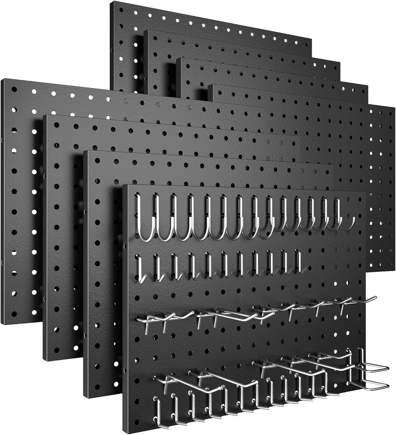 Metal Pegboard Panels with Hooks for Home and Garage Organization