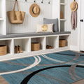 Rugshop Modern Wavy Circles Area Rug, Blue 4ft x 6ft - Soft Jute