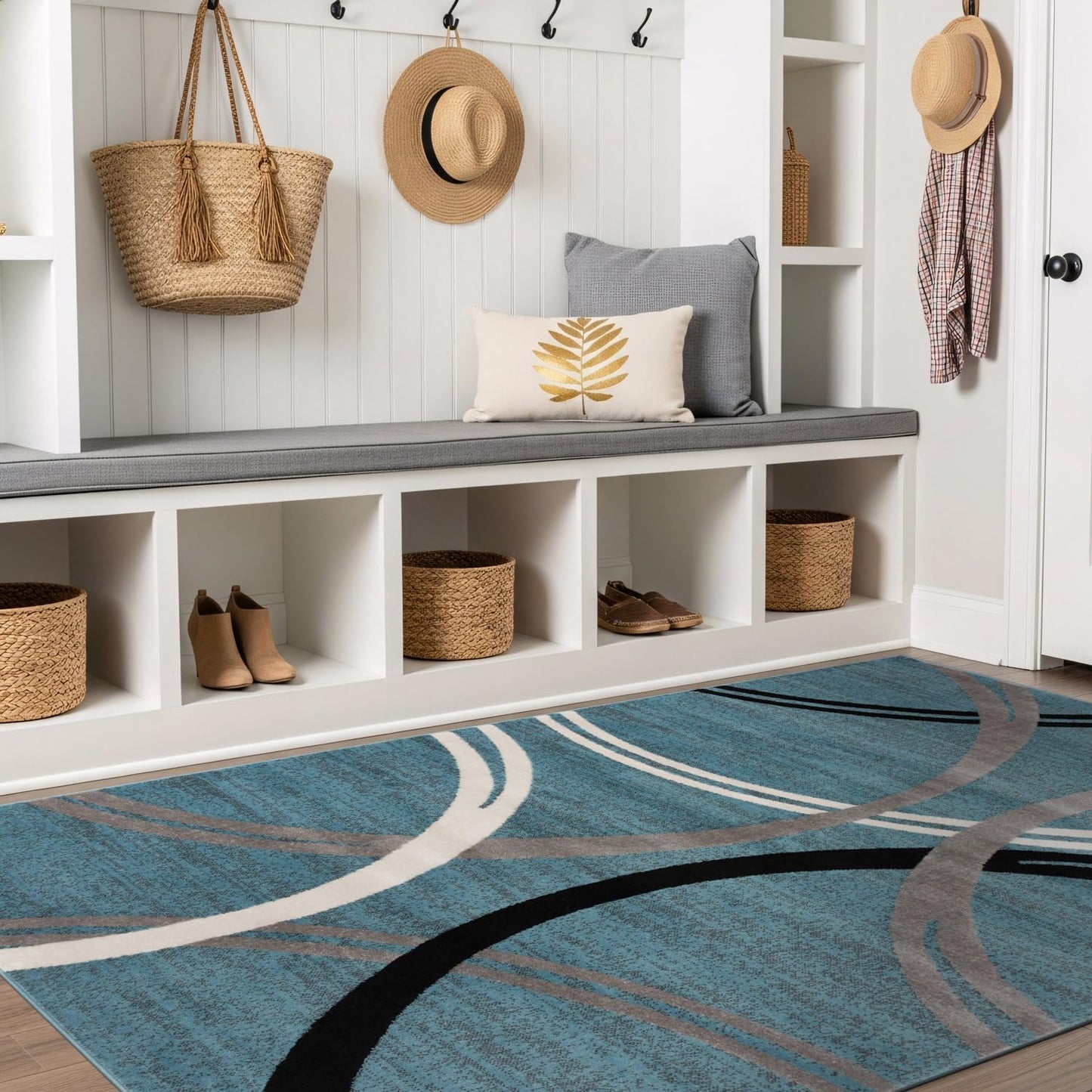 Rugshop Modern Wavy Circles Design Area Rug for Any Space