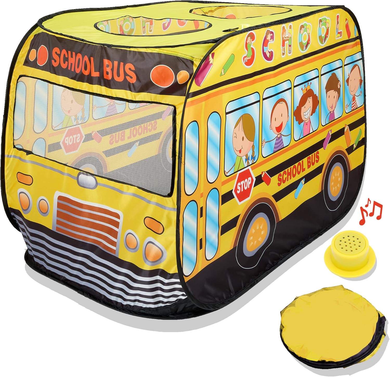 Playbees School Bus Pop Up Tent - Interactive Fun!