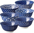 DOWAN Cereal Bowls Set of 6 23 OZ - Blue White Qinghua Ceramic