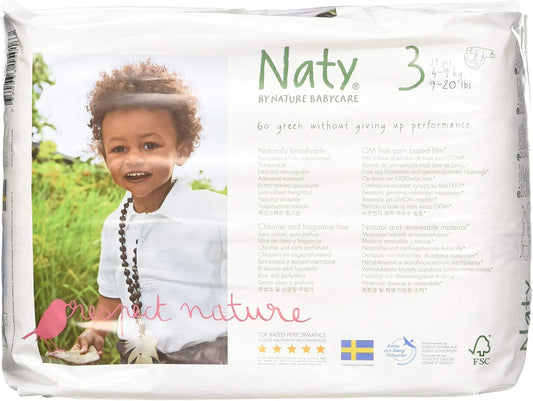 Naty Eco-Friendly Premium Diapers, Size 3, Sensitive Skin, 124ct