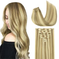 GoO Goo Clip in Hair Extensions Real Human Hair - Natural Blend 12in