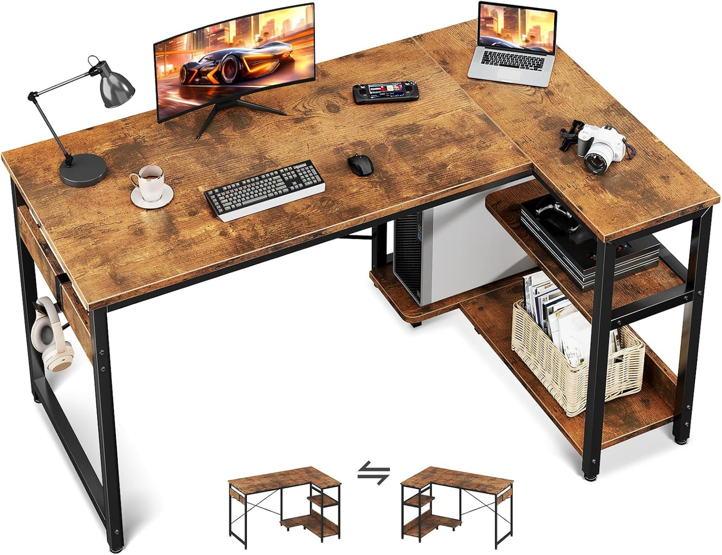 Casaottima L Shaped Computer Desk for Modern Home Office Use