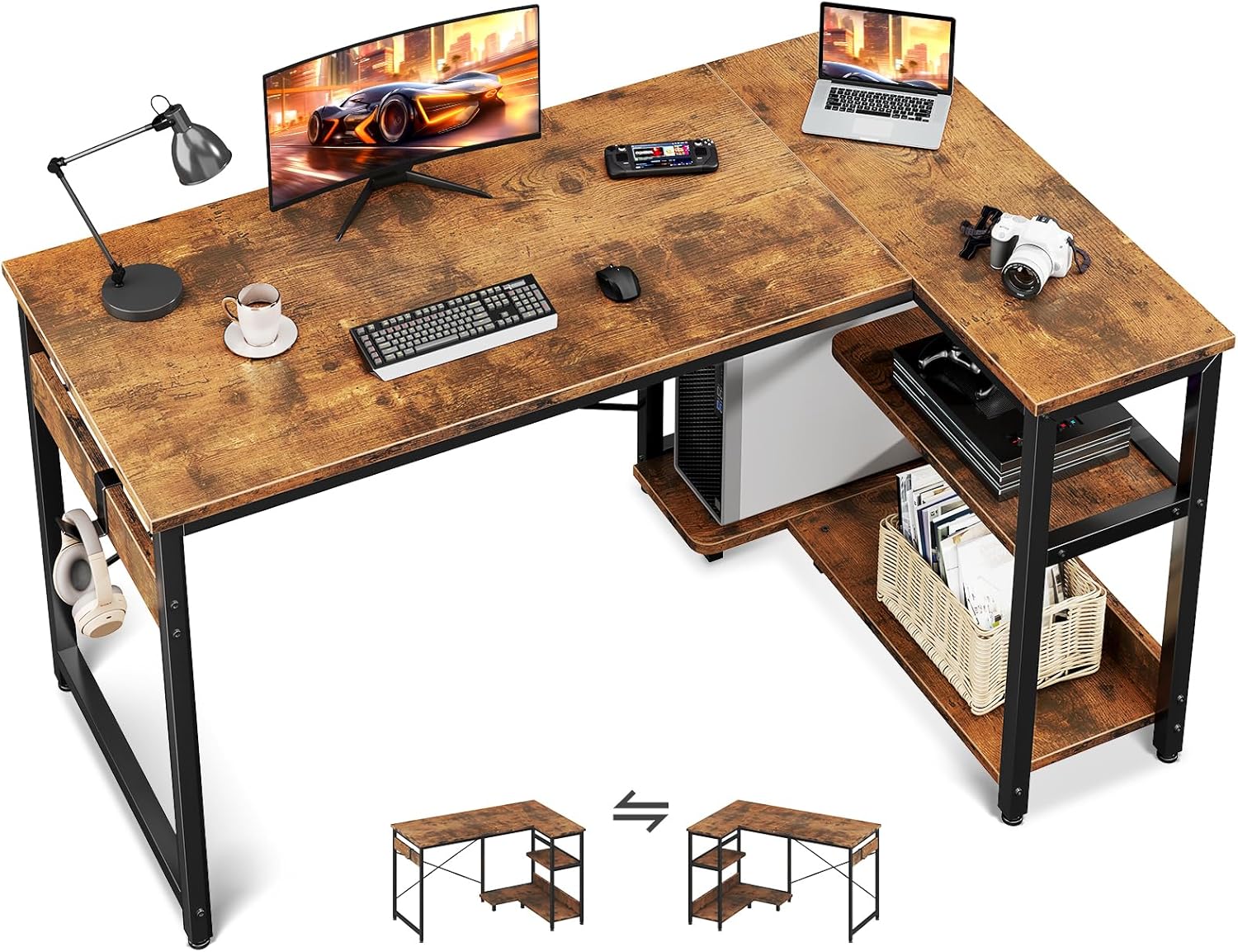Casaottima L Shaped Computer Desk for Modern Home Office Use