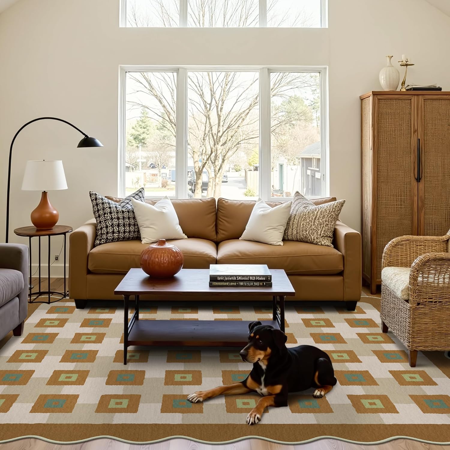 GENIMO Scalloped Rug 8x10 - Modern Minimalist Area Rug