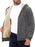 Men's Sherpa-Lined Zip Up Hoodie Jacket - Warm Midweight Fleece