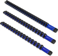 Aluminum Socket Organizer 3pc Set - High Capacity Blue Socket Rails
