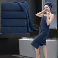 Bath Towel Set Oversized Bath Sheet 35x70 in Navy - 4 Piece Luxury