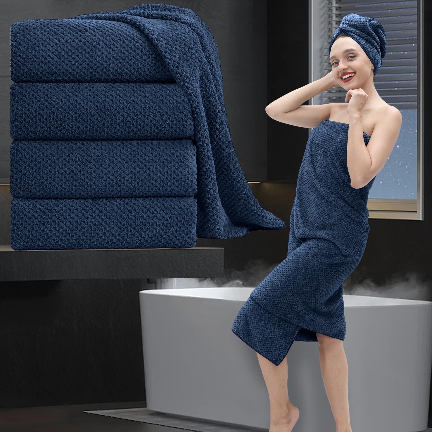 Oversized Bath Towel Set 4 Piece Extra Large Soft Microfiber